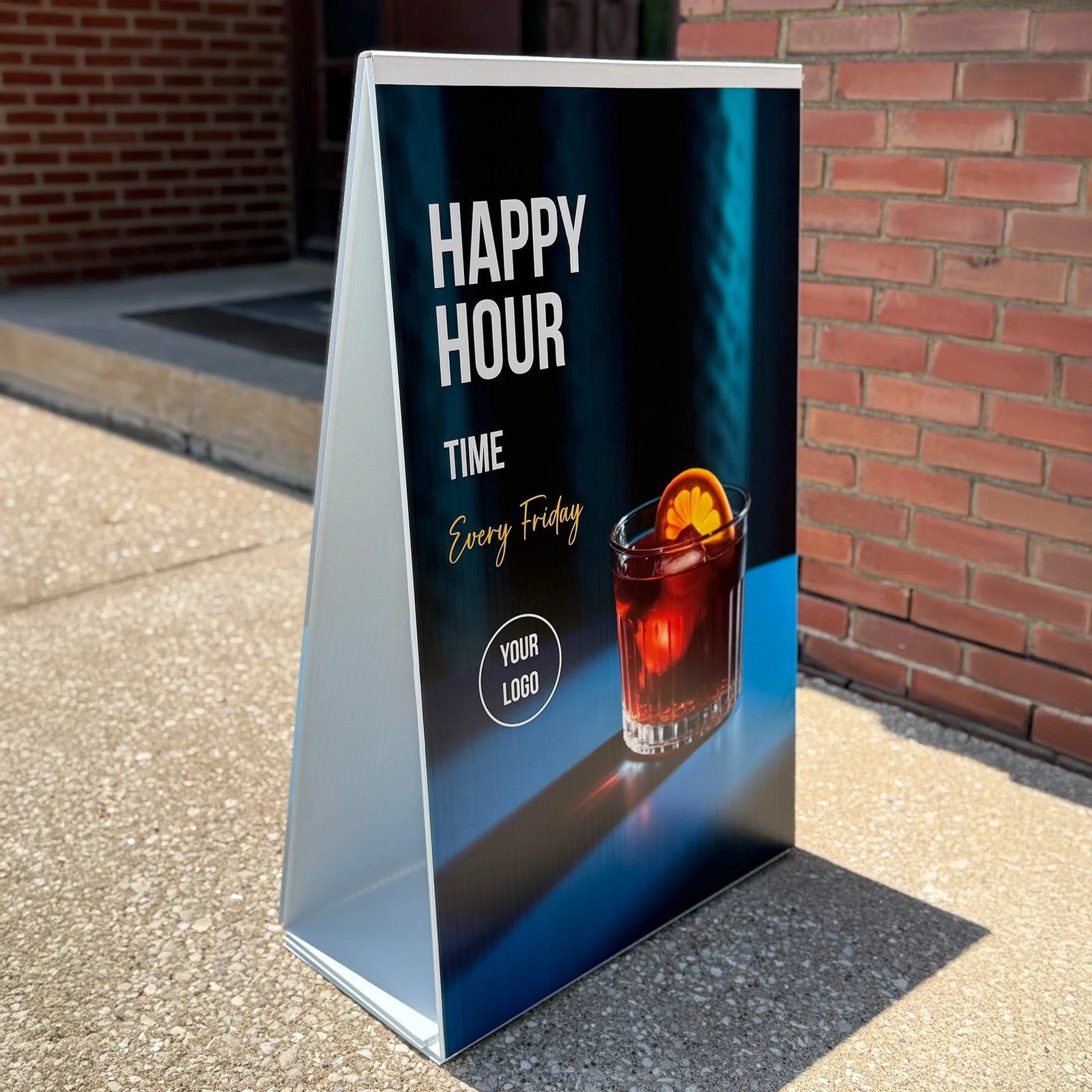 Full color A-Frame sign made with affordable corrugated plastic